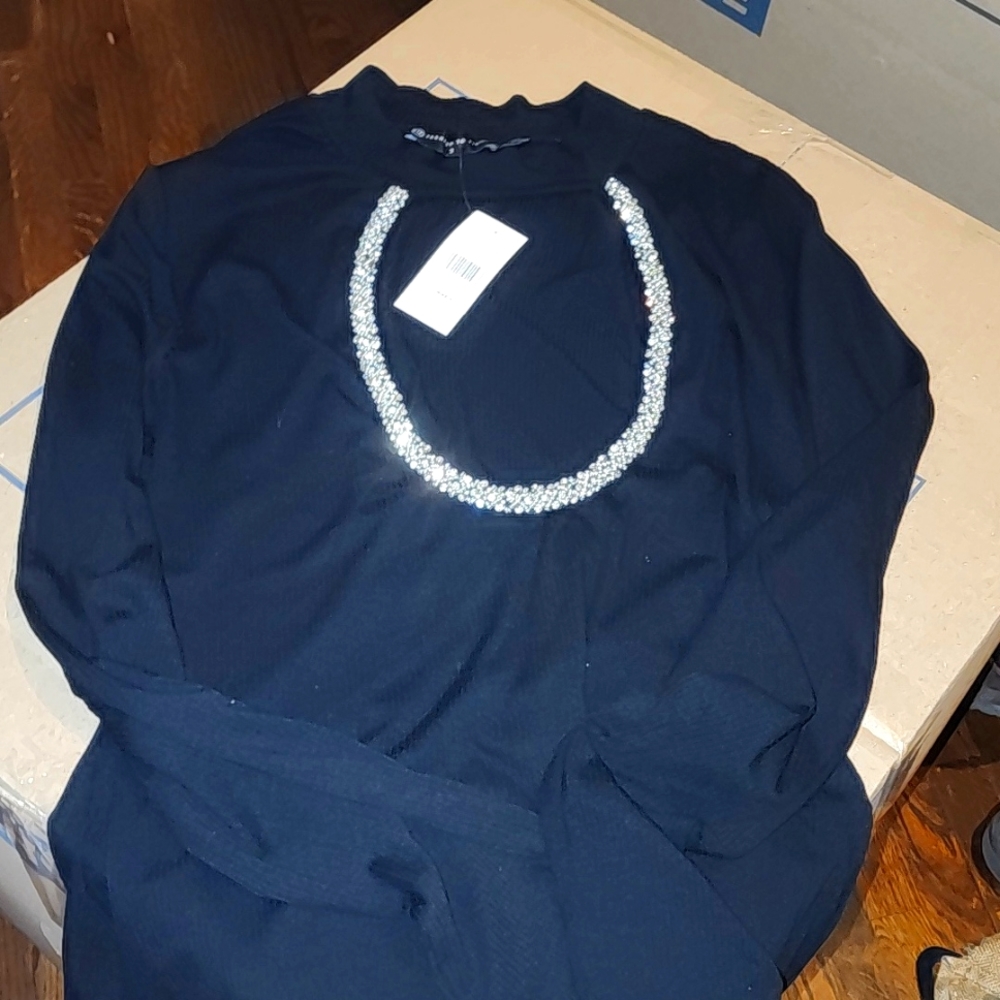 Fashion to Figure Jeweled Cutout Top